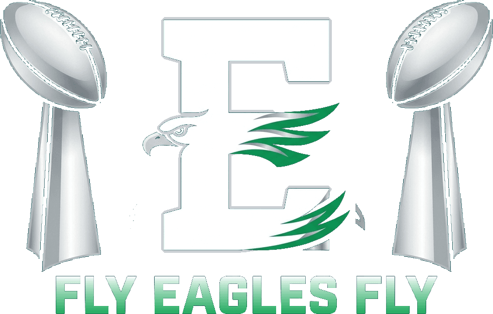 Fly Eagles Fly Emblem mit zwei Lombardi-Trophäen